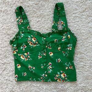 Green floral corset top